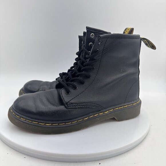 Dr Martens 1460 J Pascal Black Leather Zipper Unisex Kids Combat Boot Size 3 - Picture 1 of 11